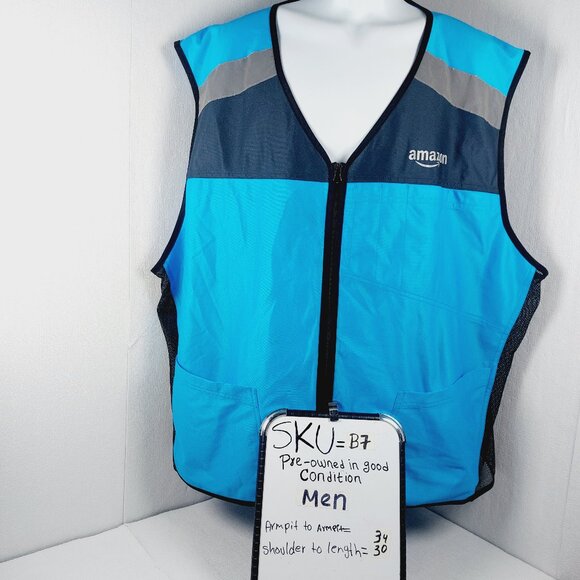 Amazon Men's Blue Black AFV01U Sleeveless DSP Active Safety Vest Size 4XL/5XL - Picture 10 of 10